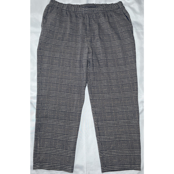 Lands End Pants Women Size XL Blue Houndstooth Sport Knit High Rise Pull On Soft - Picture 1 of 8